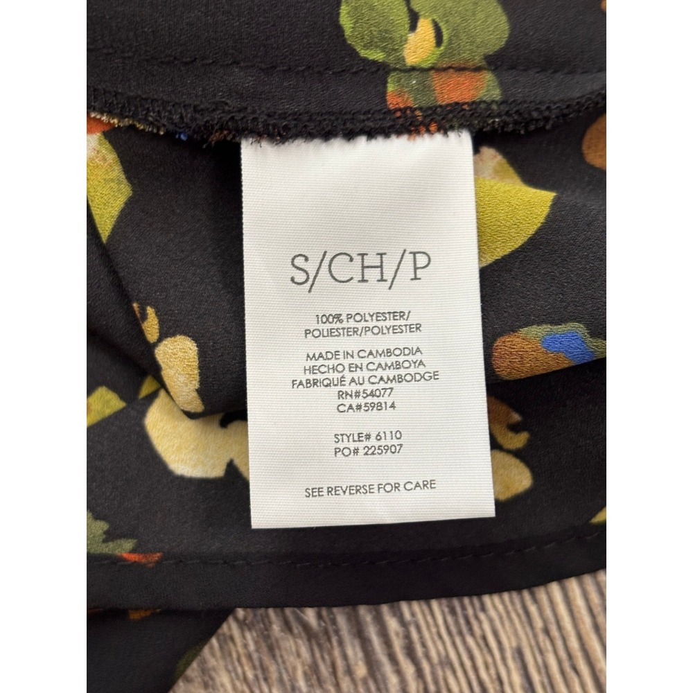 Cabi Ditsy Print Peplum Blouse 6110 Black Floral Sleeveless V-Neck Top Small - Picture 5 of 6
